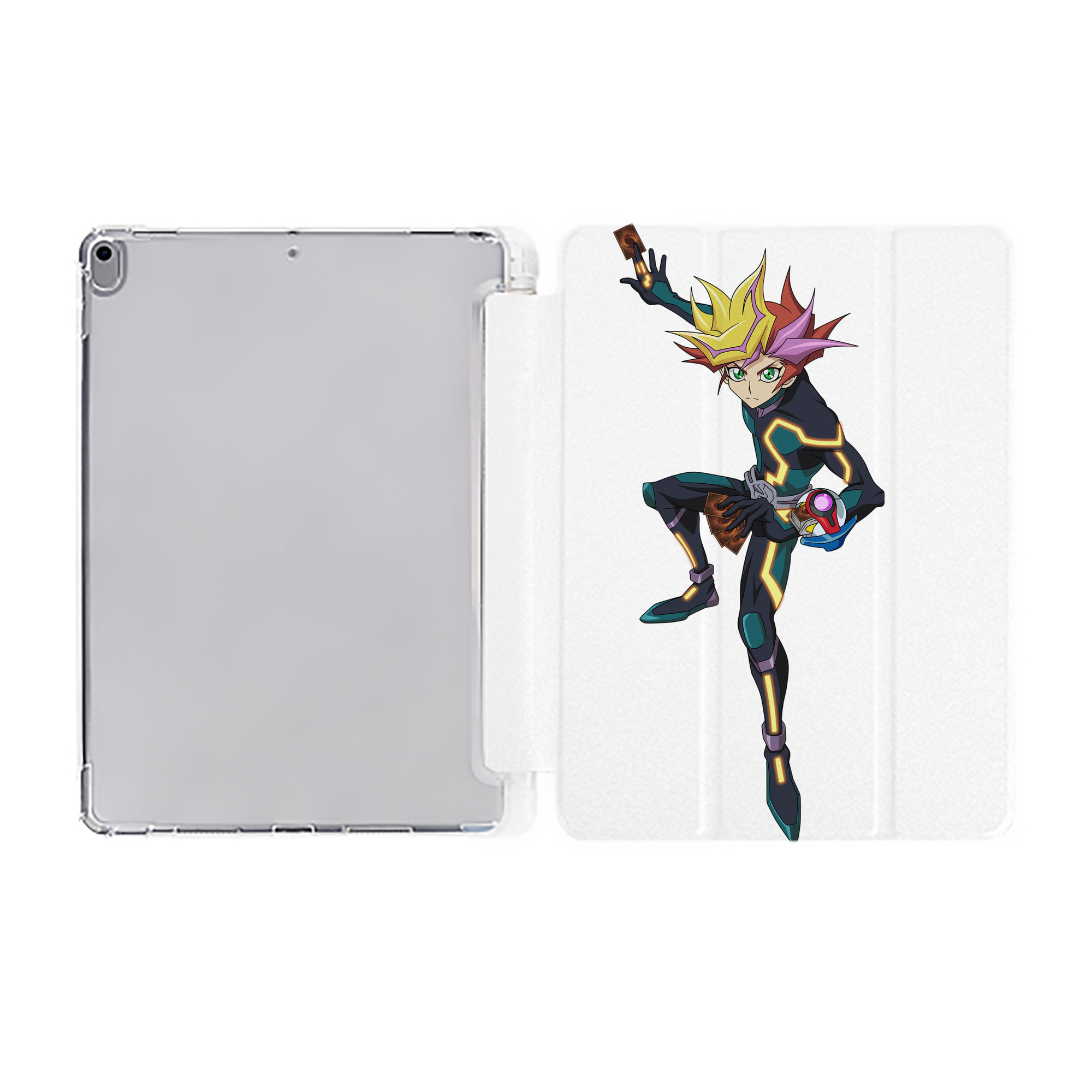 （画像用） 遊☆戯☆王 Yu-Gi-Oh! IPad ケース ペン収納付き 三つ折りスタンド PUレザー×シリコン 対応機種9.5/10.5/10.9インチ